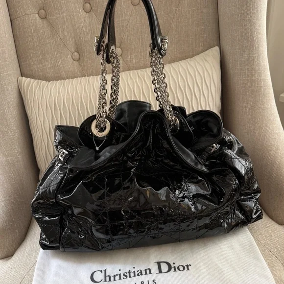 Christian Dior Le Trente Cannage Black Patent Hobo Bag - Like New - Picture 6 of 14